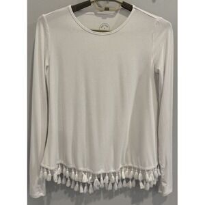 Mott 50 Sun Protection UPF 50+ White Tassel Hem Long Sleeve Cover Up Shirt S